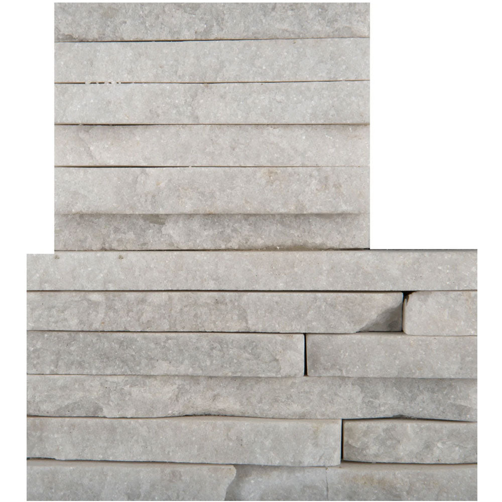 Emser Structure 6"x24" Ledgerstone Quartzite Mini Stacked Corner Textured White