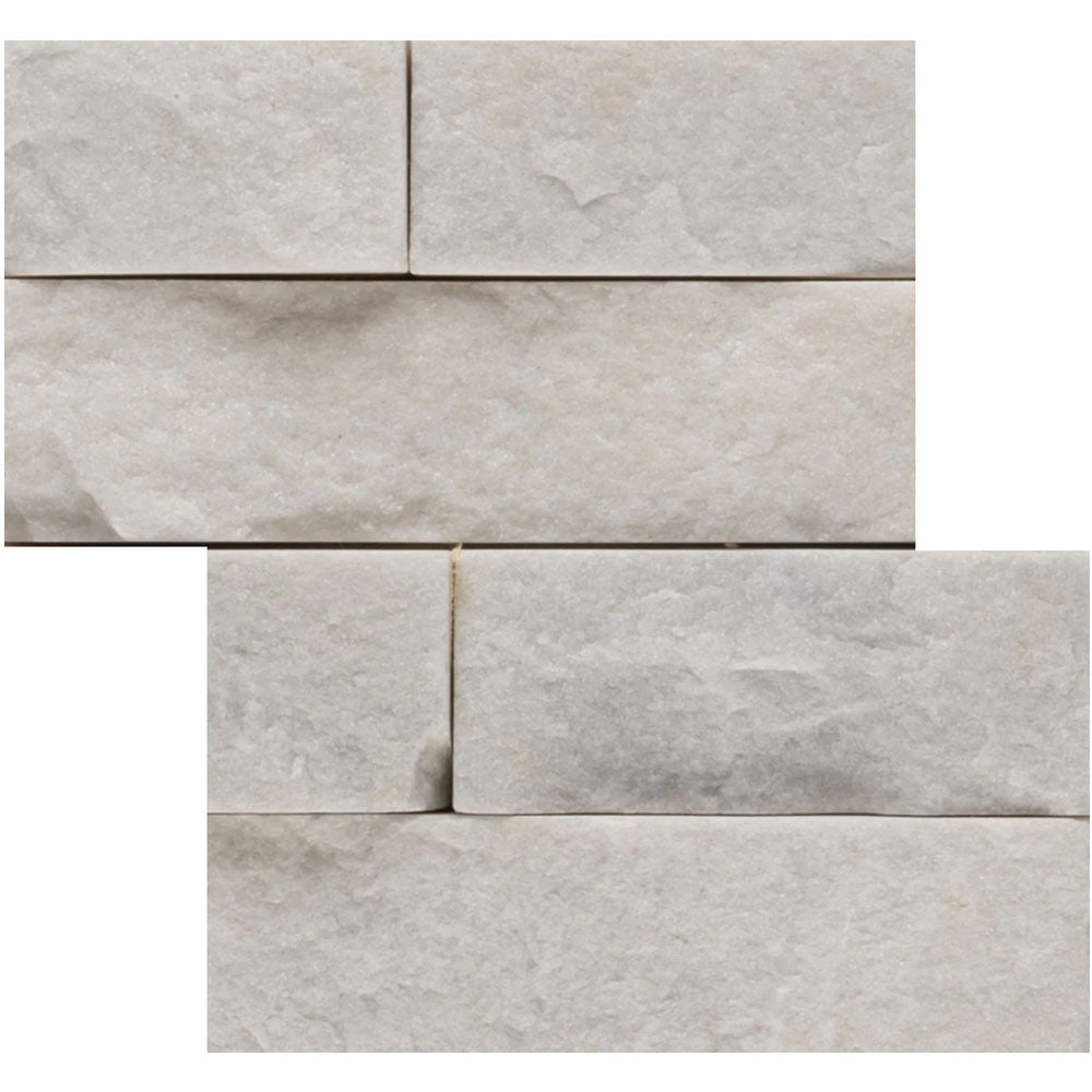 Emser Structure 6"x24" Stacked Quartzite Ledgerstone Corner White