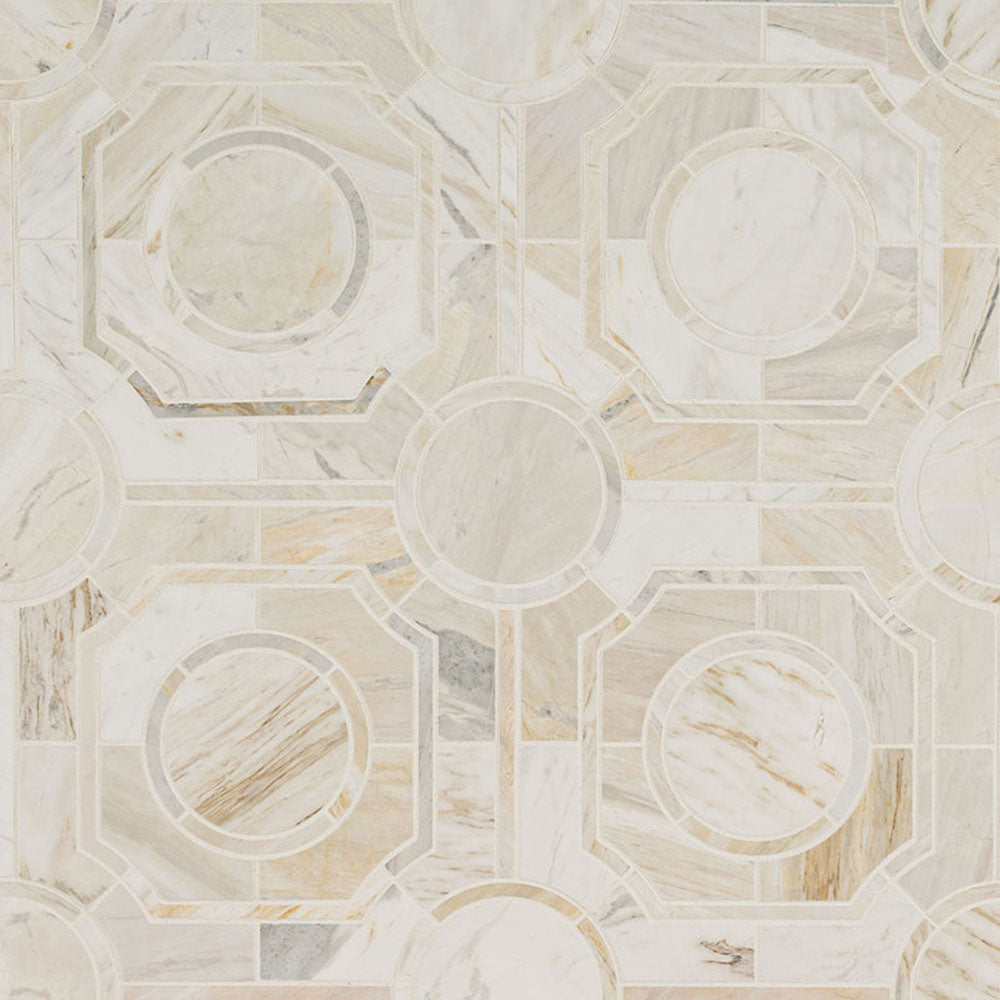 MS International Decorative Mosaic 12" x 12" Geometric Athena Gold Regency 