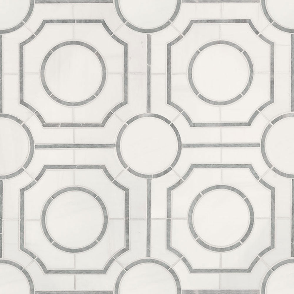 MS International Decorative Mosaic 12" x 12" Geometric Bianco Dolomite Regency 