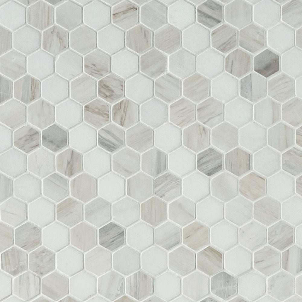 MS International Decorative Mosaic 12" x 12" Hexagon 1" Angora Sazi 