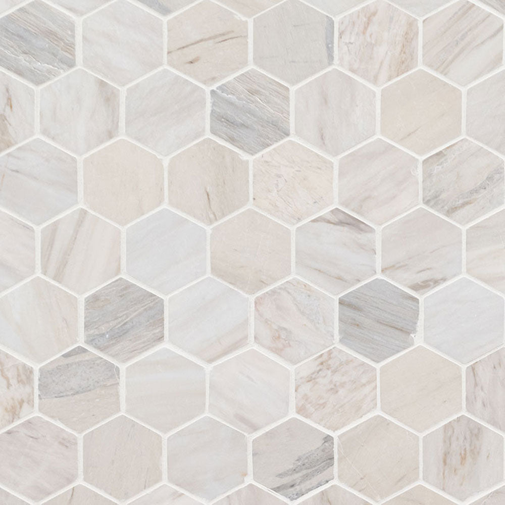 MS International Decorative Mosaic 12" x 12" Hexagon 2" Angora