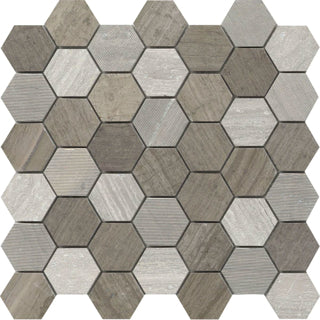 Emser Metro 12"x12" Hexagon Mix Mosaic 0.63"X1.18" Gray