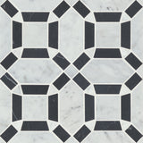 Bedrosians Matisse Mosaic 1 Marble 11.25" x 11.25" White Carrara & Nero Marquina