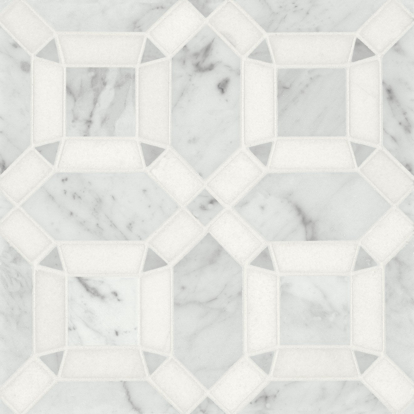 Bedrosians Matisse Mosaic 1 Marble 11.25" x 11.25" White Carrara & Thassos