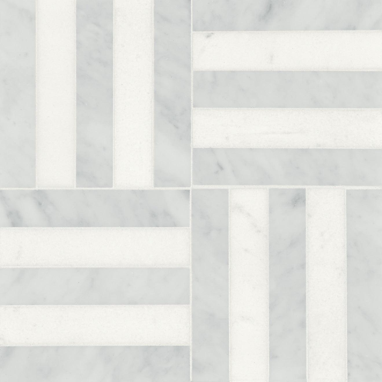 Bedrosians Matisse Mosaic 2 Marble12.25" x 12.25" White Carrara & Thassos