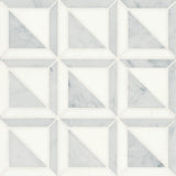 Bedrosians Matisse Mosaic 3 Marble 12.25" x 12.25" White Carrara & Thassos