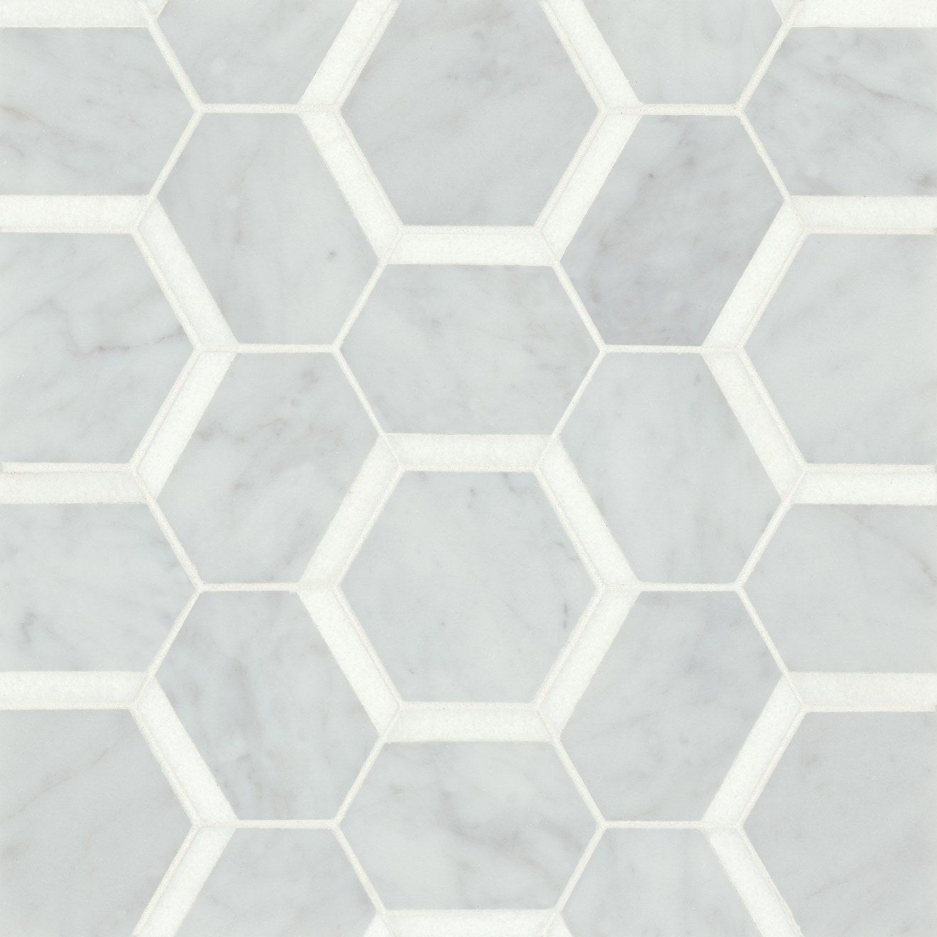 Bedrosians Matisse Mosaic 4 Marble 10.5" x 12" White Carrara & Thassos