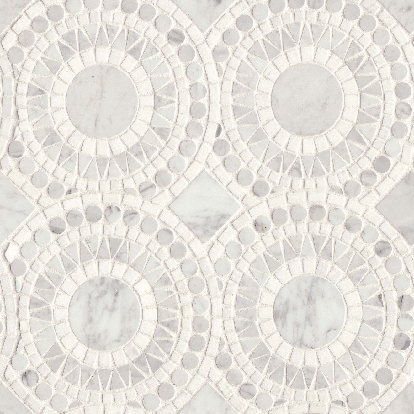 Bedrosians Solis 14.25" x 14.25" Honed  White Carrara / White Thassos