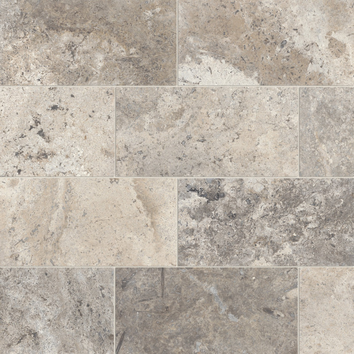 Bedrosians Travertine 12" X 24" Filled & Honed Silver Cream