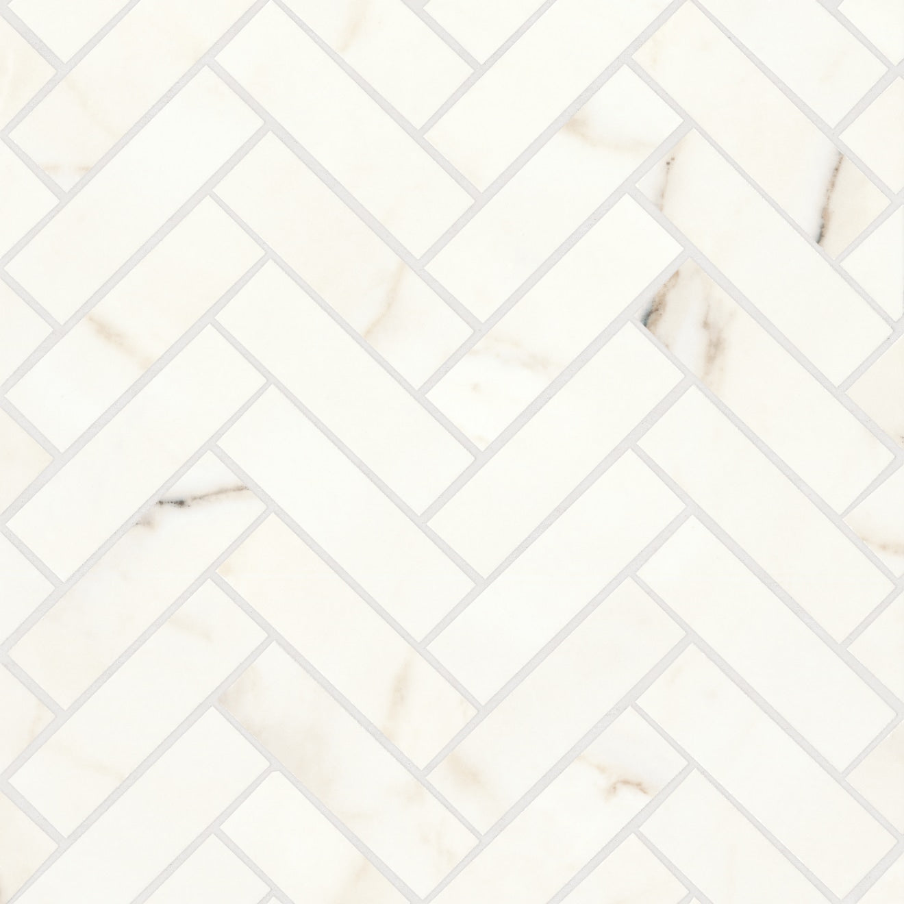 Bedrosians Magnifica 1" x 4" Honed Herringbone Mosaic Calacatta Oro