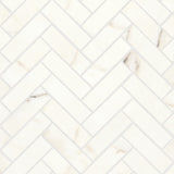 Bedrosians Magnifica 1" x 4" Honed Herringbone Mosaic Calacatta Oro