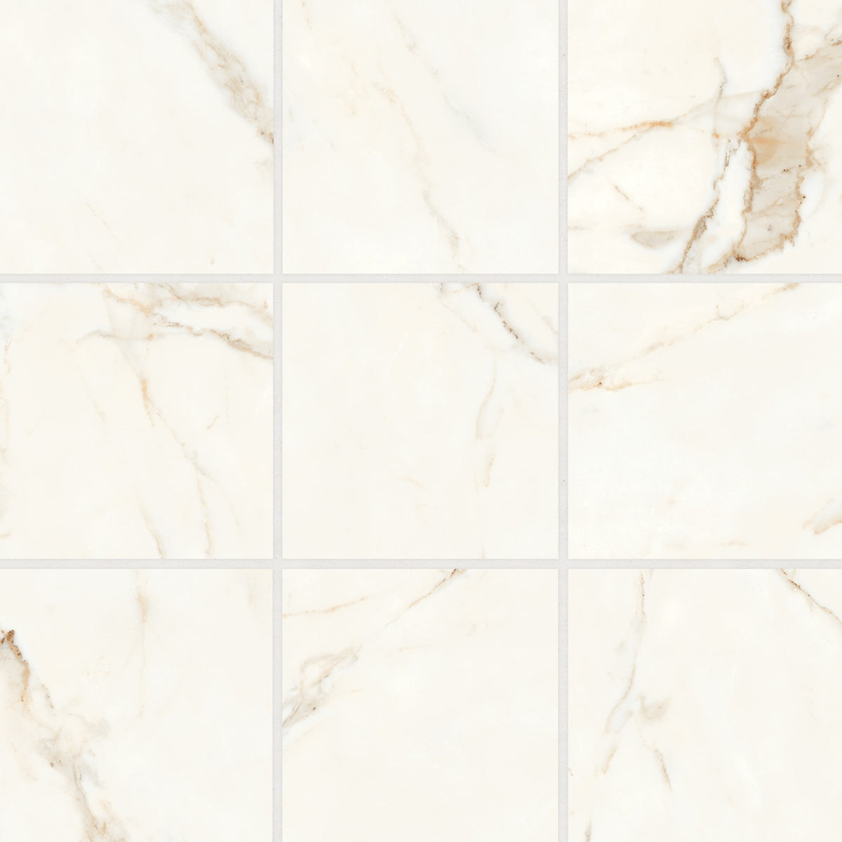 Bedrosians Magnifica 4" x 4" Honed Mosaic Calacatta Oro