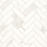 Bedrosians Magnifica 1" x 4" Honed Herringbone Mosaic Calacatta Super White