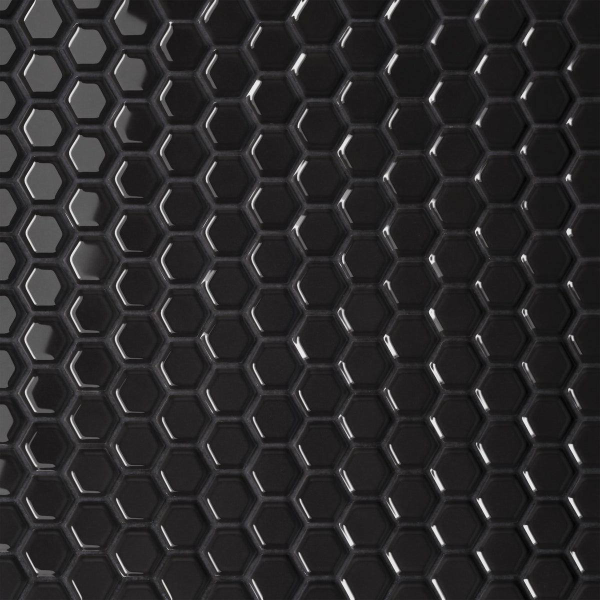 Bedrosians Le Cafe 1" x 1" Hexagon Mosaic Glossy Black