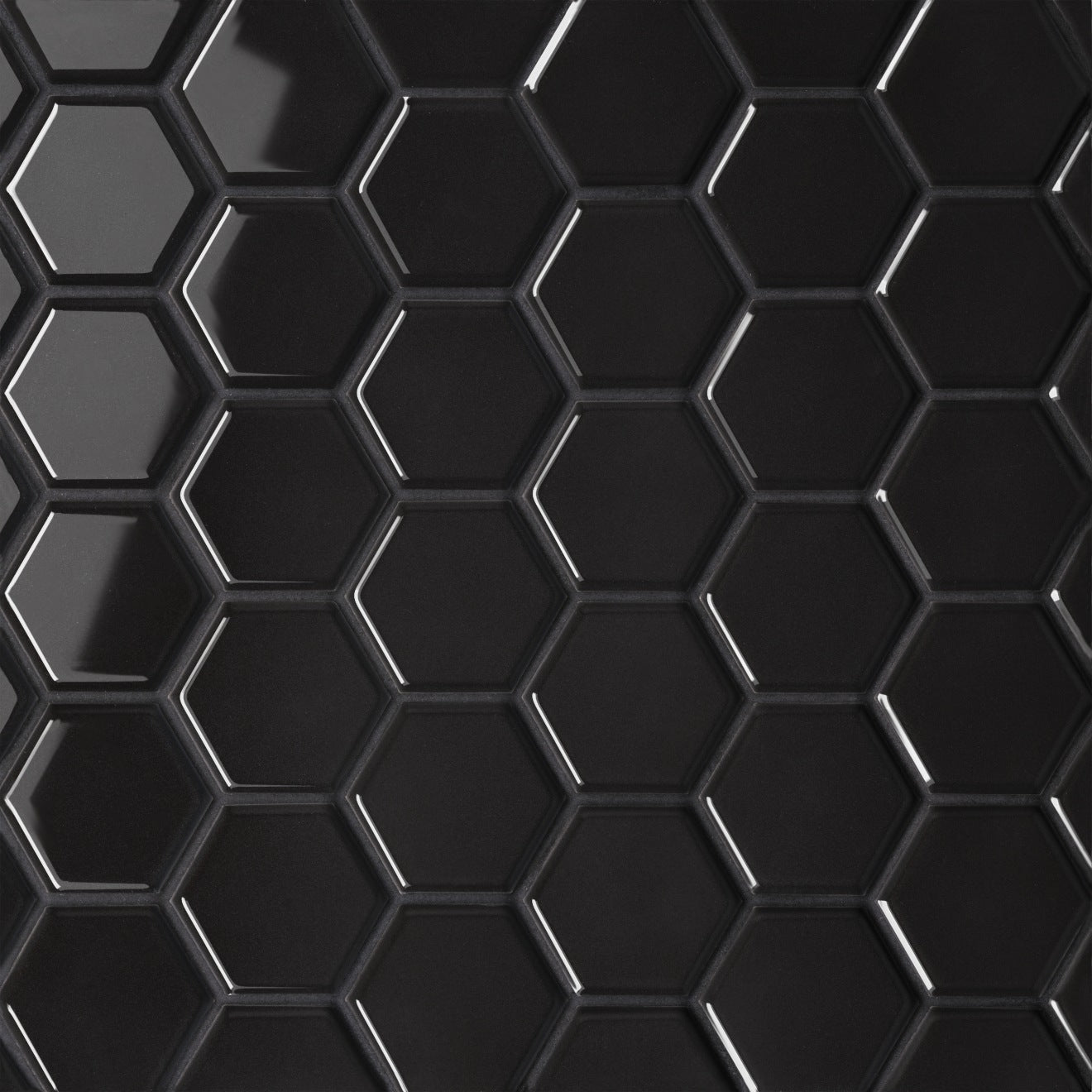 Bedrosians Le Cafe 2" x 2" Hexagon Mosaic Glossy Black