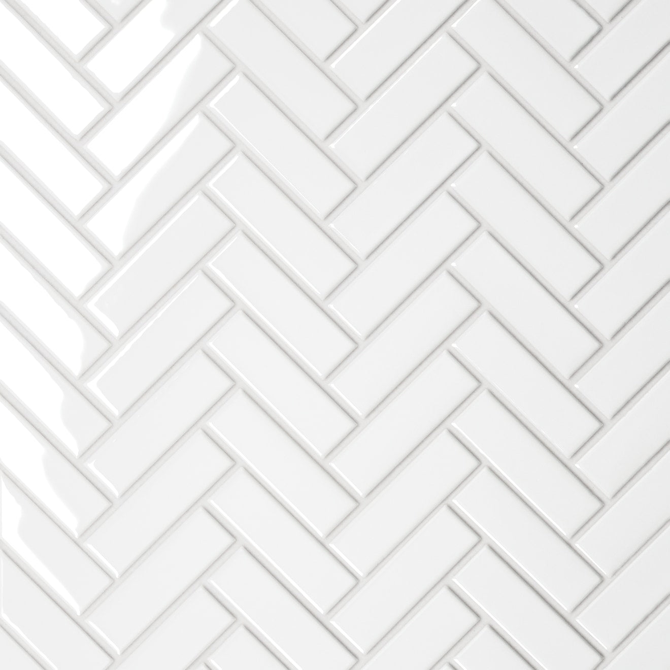 Bedrosians Le Cafe 1" x 3" Herringbone Mosaic Glossy White