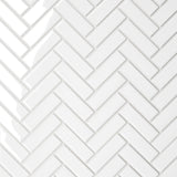 Bedrosians Le Cafe 1" x 3" Herringbone Mosaic Glossy White