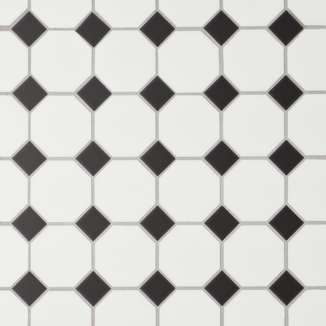 Bedrosians Le Cafe 2" x 2" Octagon Mosaic Matte White and Black