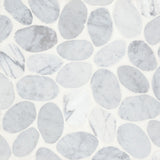 Bedrosians Waterbrook 12" x 12" Jumbo Tumbled Pebble Mosaic White Carrara