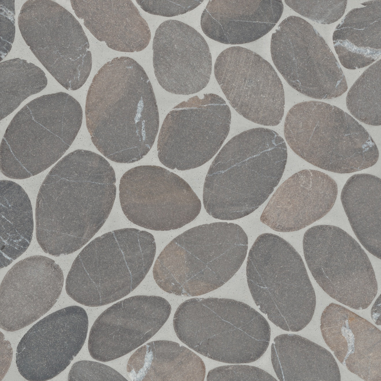 Bedrosians Waterbrook 12" x 12" Jumbo Tumbled Pebble Mosaic Dark Grey