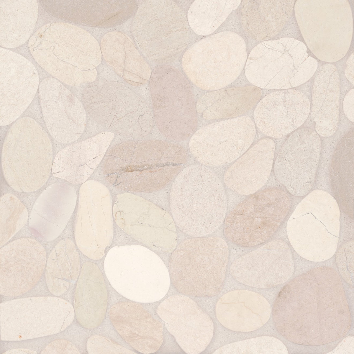 Bedrosians Waterbrook 12" x 12" Jumbo Sliced Pebble Mosaic White