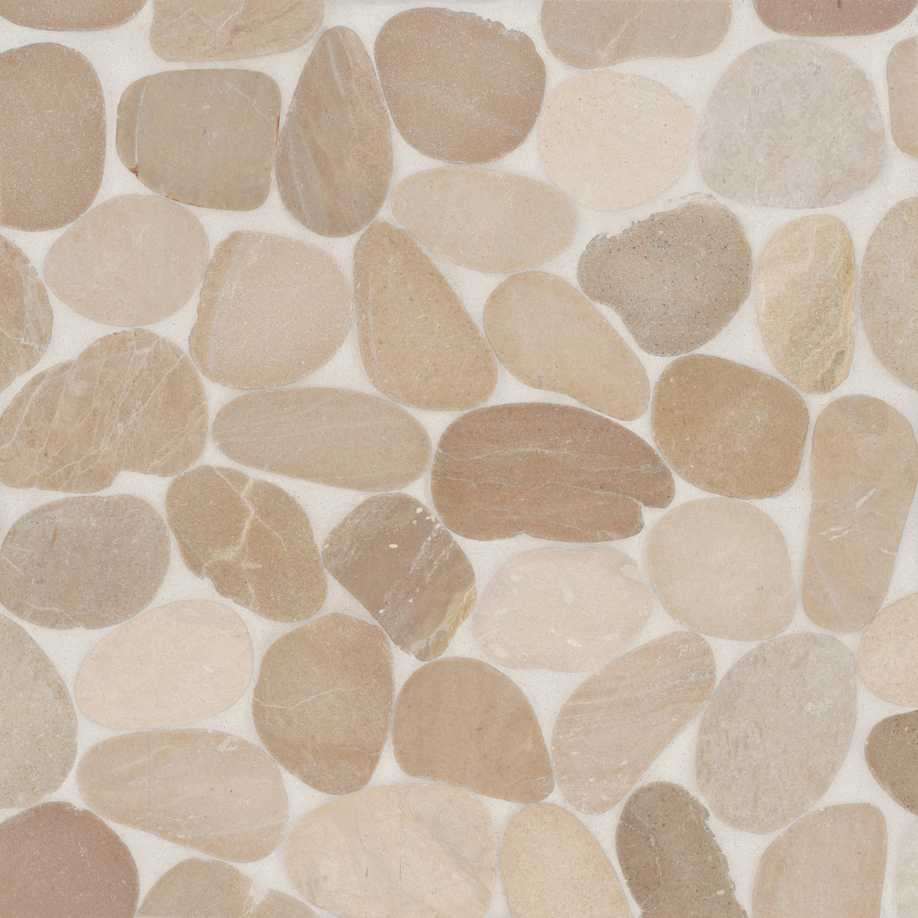 Bedrosians Waterbrook 12" x 12" Jumbo Sliced Pebble Mosaic Tan