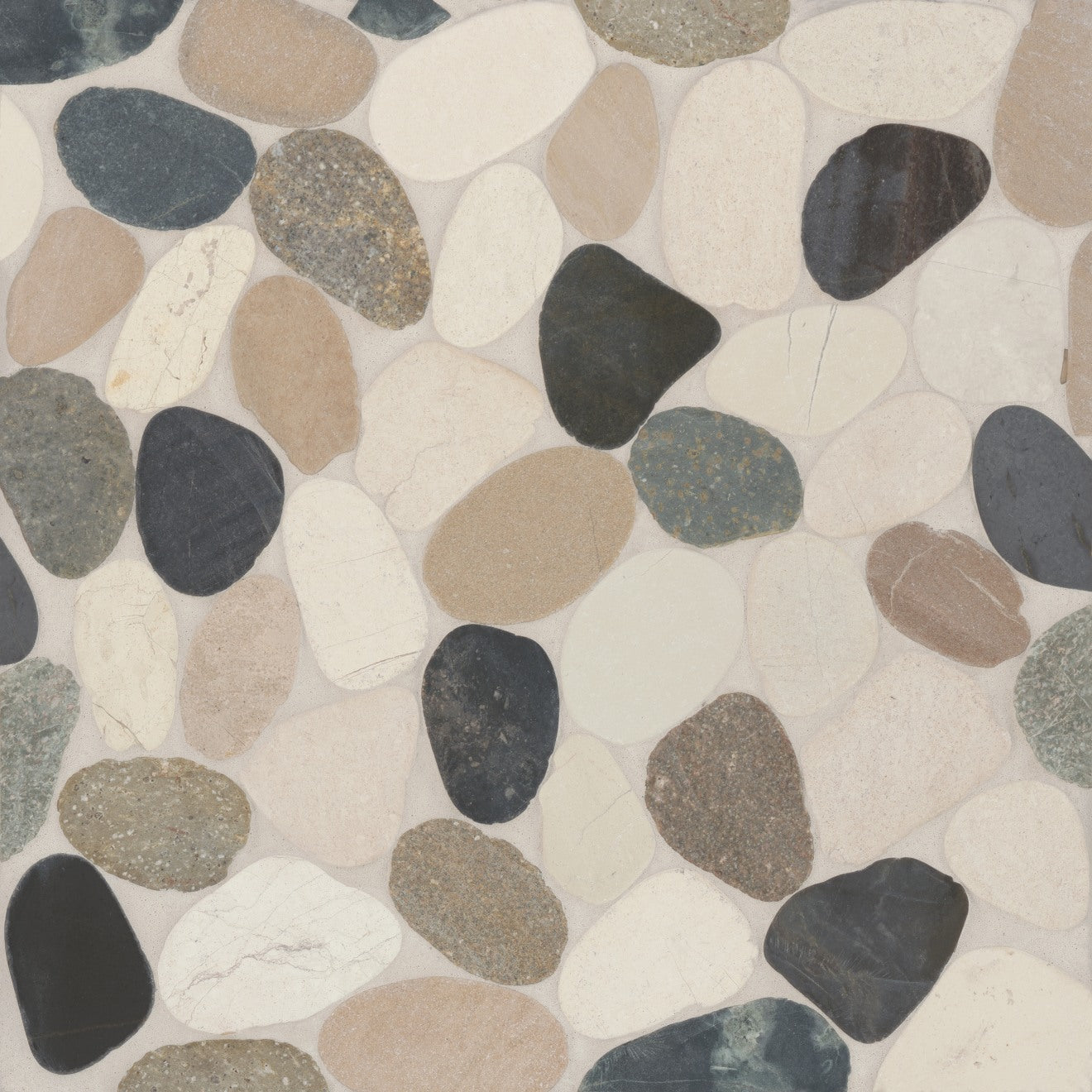 Bedrosians Waterbrook 12" x 12" Jumbo Sliced Pebble Mosaic Malaga Bay