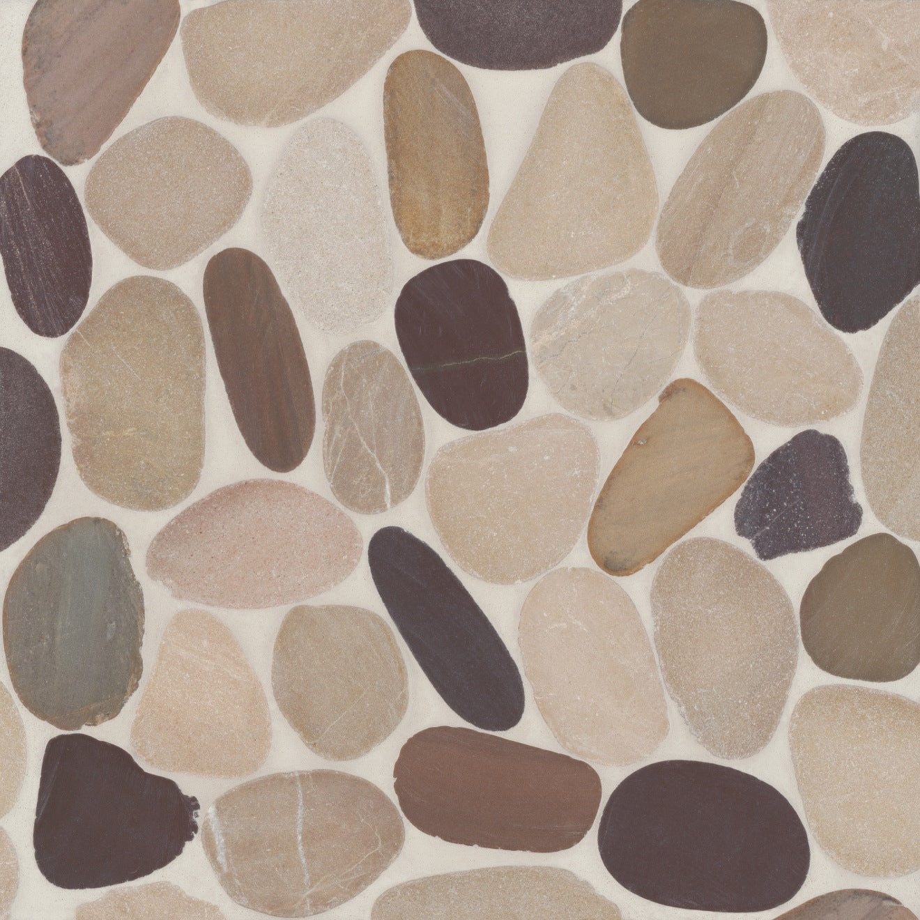 Bedrosians Waterbrook 12" x 12" Jumbo Sliced Pebble Mosaic Tan/Brown/Cherry