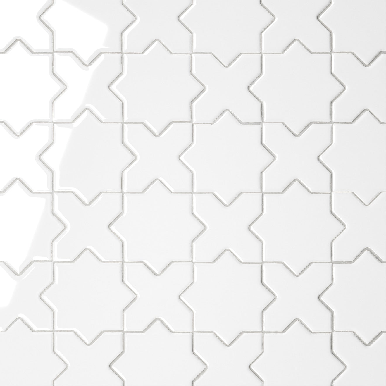 Bedrosians Le Cafe 2" x 2" Cross & Star Mosaic Glossy White