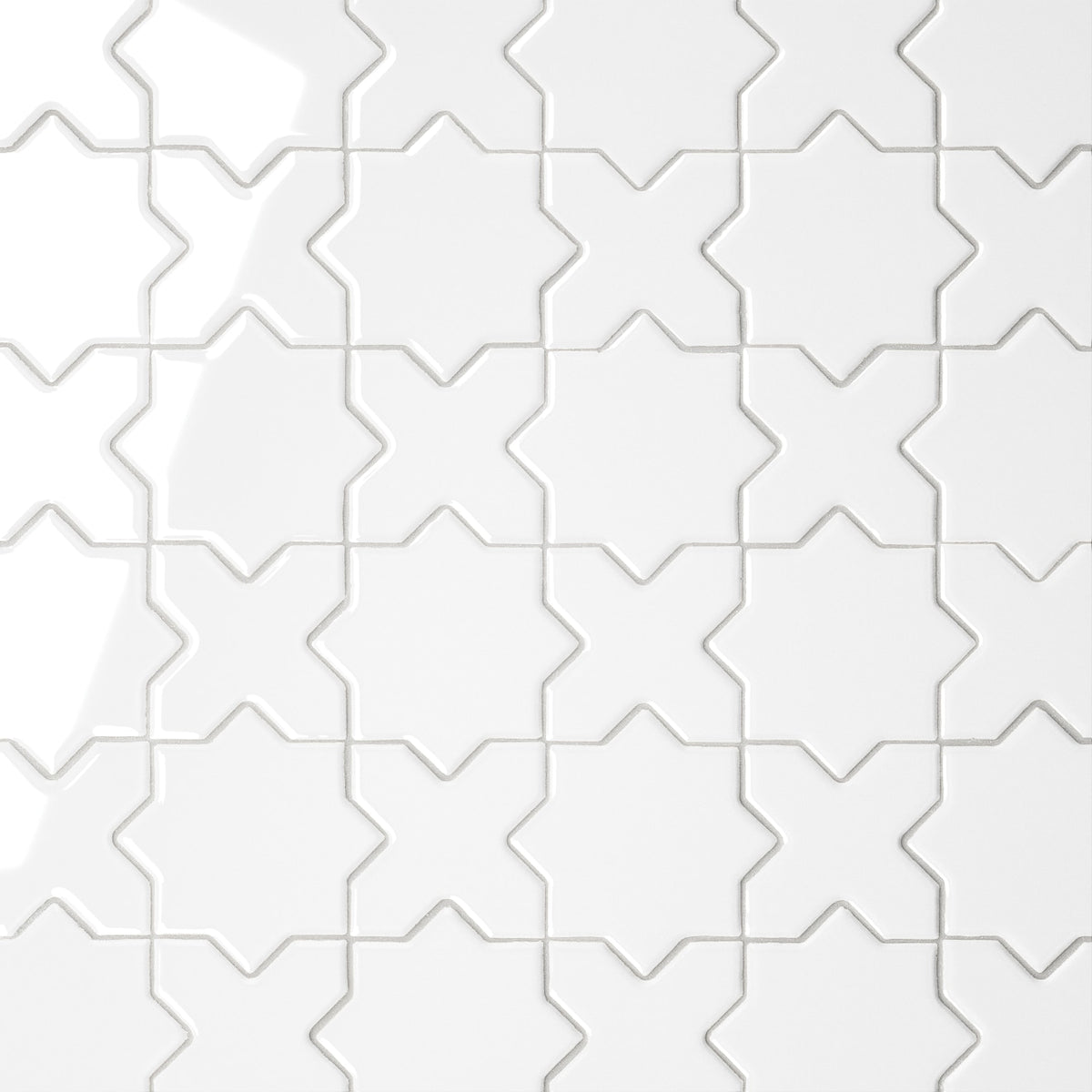 Bedrosians Le Cafe 2" x 2" Cross & Star Mosaic Glossy White