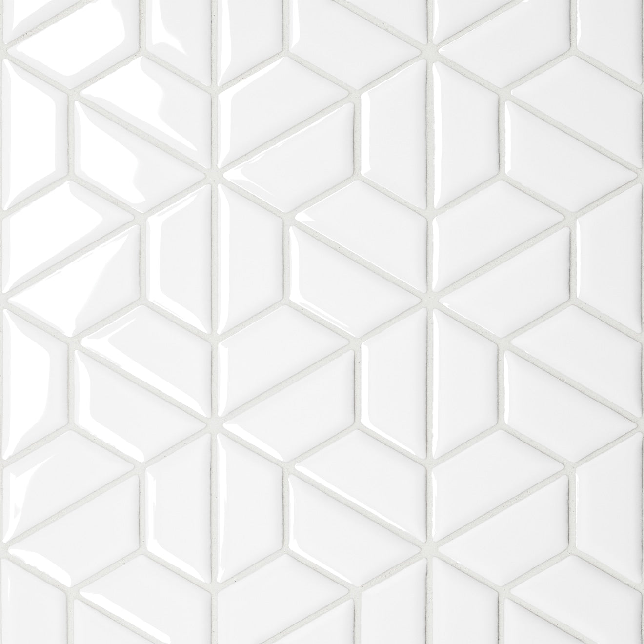 Bedrosians Le Cafe 1" x 2" Half Hexagon Mosaic Glossy White