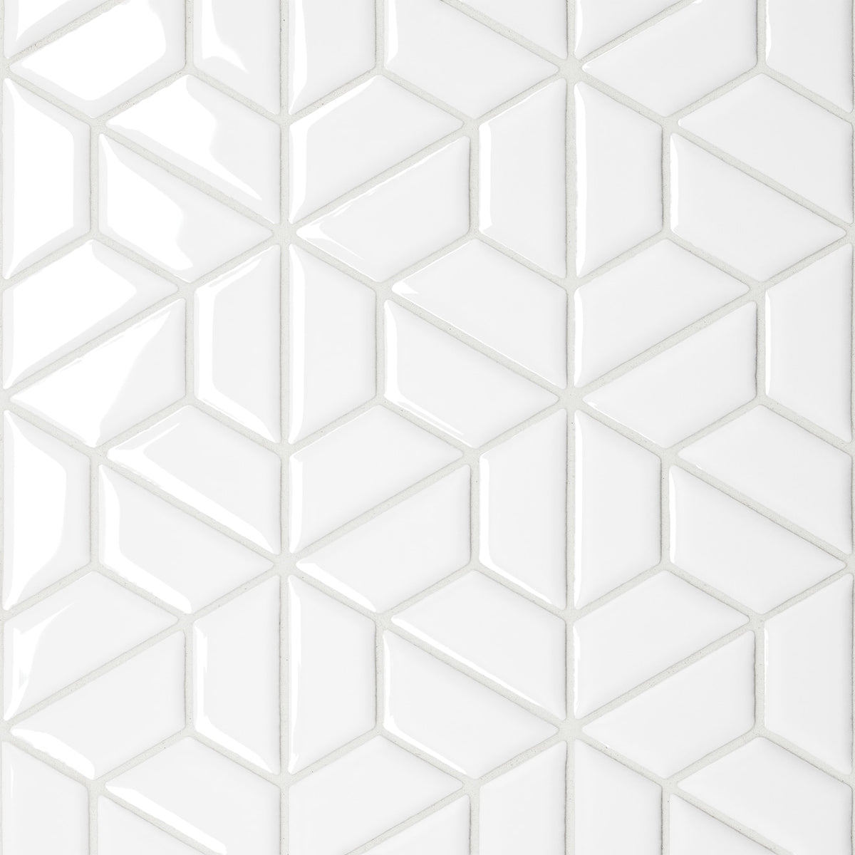 Bedrosians Le Cafe 1" x 2" Half Hexagon Mosaic Glossy White