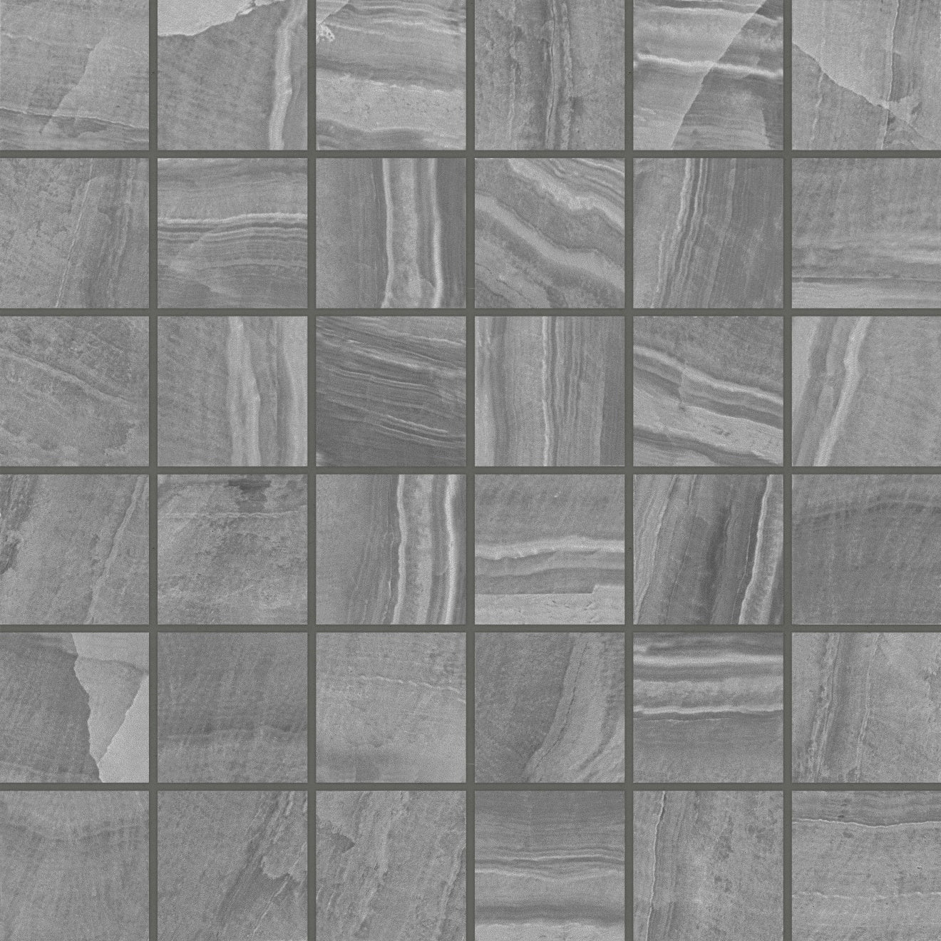 Bedrosians Gemma 12" X 12" Mosaic 2" X 2" Honed Grey Onyx