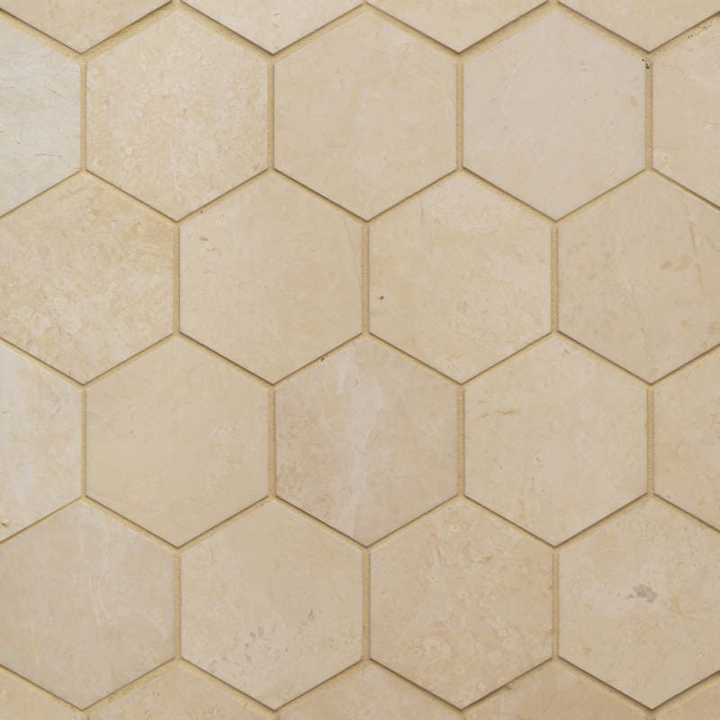 Bedrosians Marble 10.5"x12" Hexagon Mosaic 3" Caspian Bisque