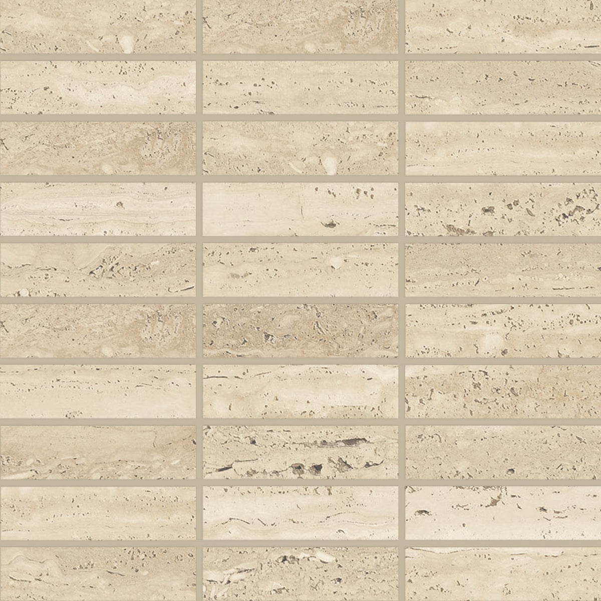 Bedrosians Sensi Roma 12" X 12" Straight Mosaic 1" x 4" Cream