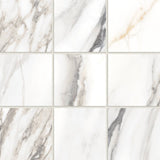 Bedrosians Prati 12"x12" Mosaic 4"x4" Honed Calacatta Borghini Warm