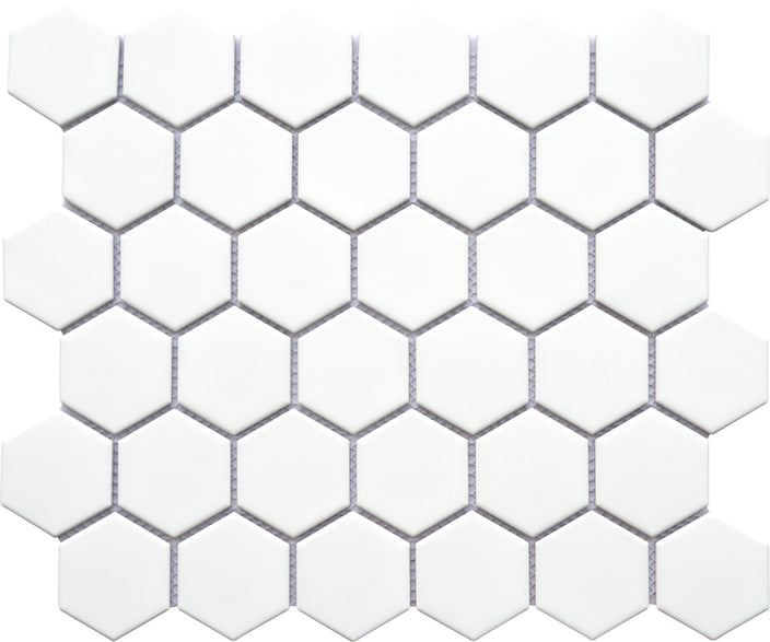 Emser Impact 11"x13" Hexagon Mosaic 2"x2" Matte White