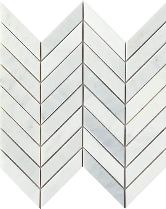 Emser Winter Frost 12"x12" Chevron Mosaic 0.98"x4.09" Winter frost