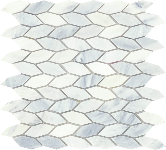 Emser Winter Frost 12"x12" Marquise Mosaic 1"x2.67" Winter frost