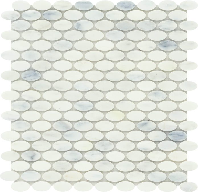 Emser Winter Frost 12"x1" Oval Mosaic 0.625"X1.18" Winter frost