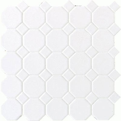 Daltile Octagon & Dot 2" Matte White / White Dot