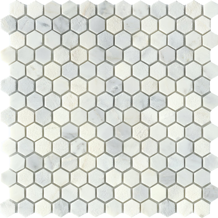 Emser Winter Frost 12"x12" Hexagon Mosaic 1" Winter frost