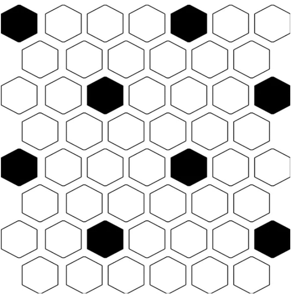 Daltile Color Wheel Mosaic 12" X 14" Hexagon Glossy Arctic White/Black