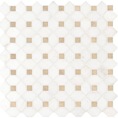 MS International Natural Stone Marble 12" x 12" Mosaic Bianco Dolomite Crema Dotty