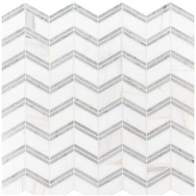 MS International Natural Stone Marble 12" x 12" Mosaic Bianco Dolomite Cheveron 