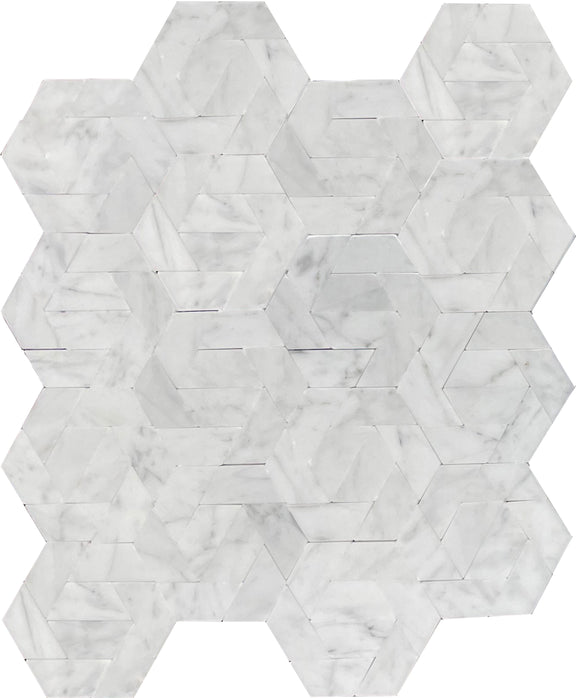 Emser Bizou 11"x13" Damask Mosaic Polished White