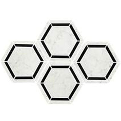 Daltile Marble 6" Hexagon Marble Blk/Wht