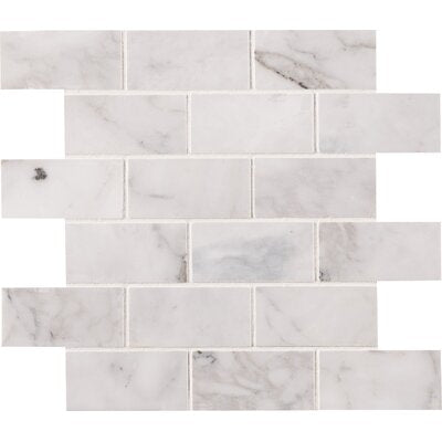 MS International Natural Stone Marble 12" x 12" Mosaic 2" x 4" Calacatta Cressa