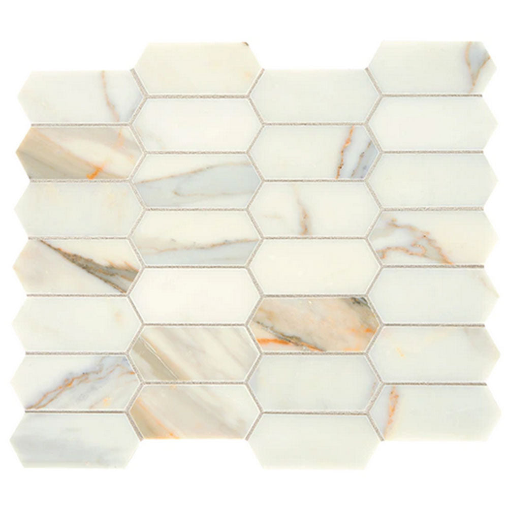 Daltile Marble 2" X 4" Elongated Hexagon Calacatta Gold